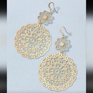 New Filigree Floral Intricate Golden Drop Earrings